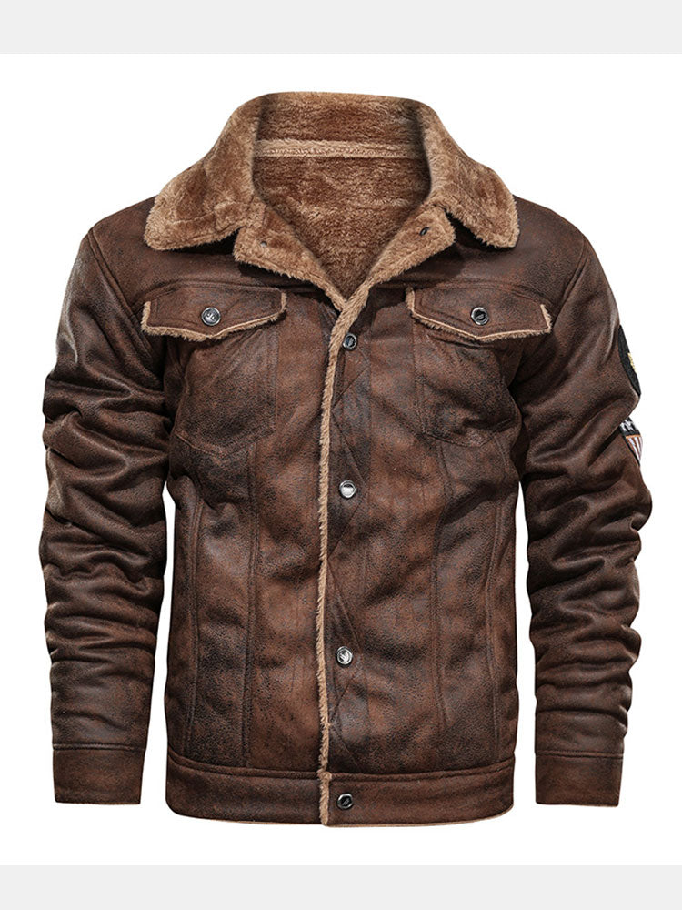 Regular Fit Faux Fur Lined Faux Suede Jacket
